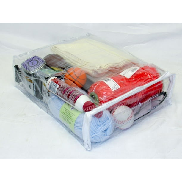 Clear Vinyl Zippered Sweater Storage Bags 17 x 20 x 10 Inch 5-Pack